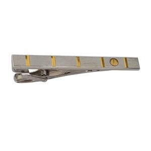 Dunhill Tie Clip Silver Gold Tone Two Tone Screw Motif Vintage Mens Accessory